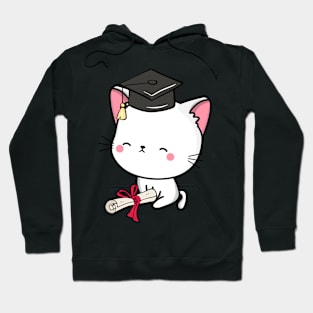 Funny White cat is graduating Hoodie